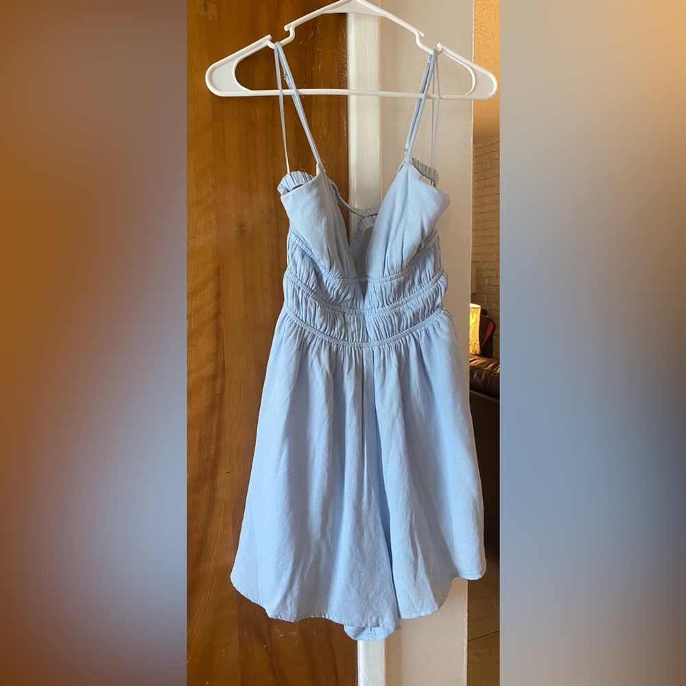 Cotton Candy Slate Blue Strappy Romper